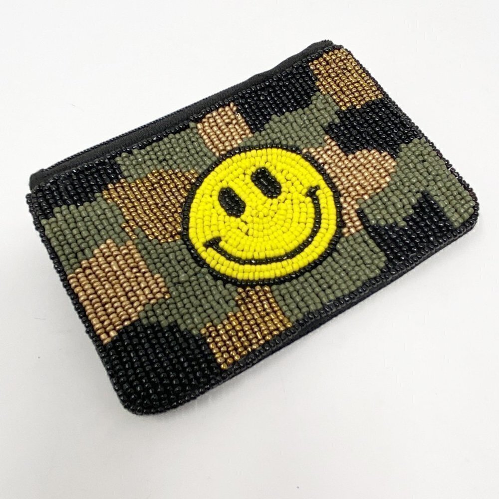 Smiley Face Camo Beaded Coin Purse - Picture 2 of 6